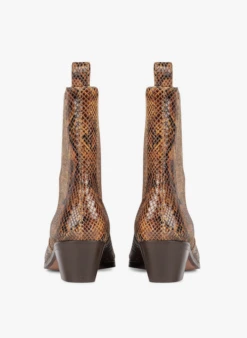 Soeur GAZETTE - Bottines En Cuir Imprimé Motif Python | Marron -Vêtements-Soeur 3025958