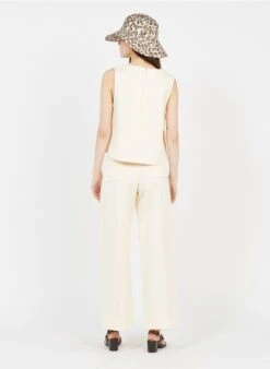 Soeur HARRY - Pantalon Large Taille Haute En Twill De Coton | Beige -Vêtements-Soeur 3322340