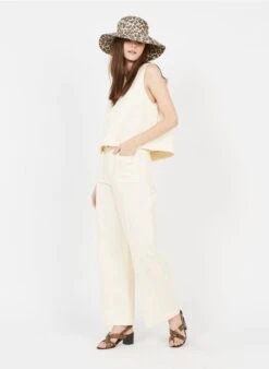 Soeur HARRY - Pantalon Large Taille Haute En Twill De Coton | Beige -Vêtements-Soeur 3322341