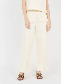 Soeur HARRY - Pantalon Large Taille Haute En Twill De Coton | Beige