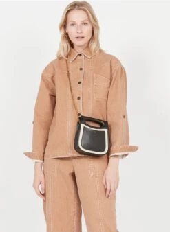 Soeur CHERI MINI - Mini Sac En Cuir Et Toile | Beige -Vêtements-Soeur 3323100