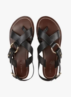 Soeur Sandales Plates En Cuir | Noir -Vêtements-Soeur 3456431