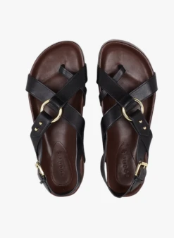 Soeur MEXICO - Sandales Plates En Cuir | Noir -Vêtements-Soeur 3573838