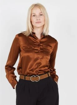 LA BULLE - Ceinture à Boucle En Cuir Velours | Marron -Vêtements-Soeur 3775032