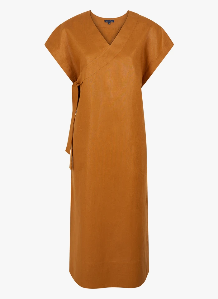 Soeur USHUAIA - Robe Midi Col V En Lin | Marron 5 Soeur USHUAIA - Robe Midi Col V En Lin | Marron – Image 3