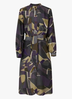 Soeur LAUREN - Robe Midi En Soie Imprimée | Gris -Vêtements-Soeur 3984881