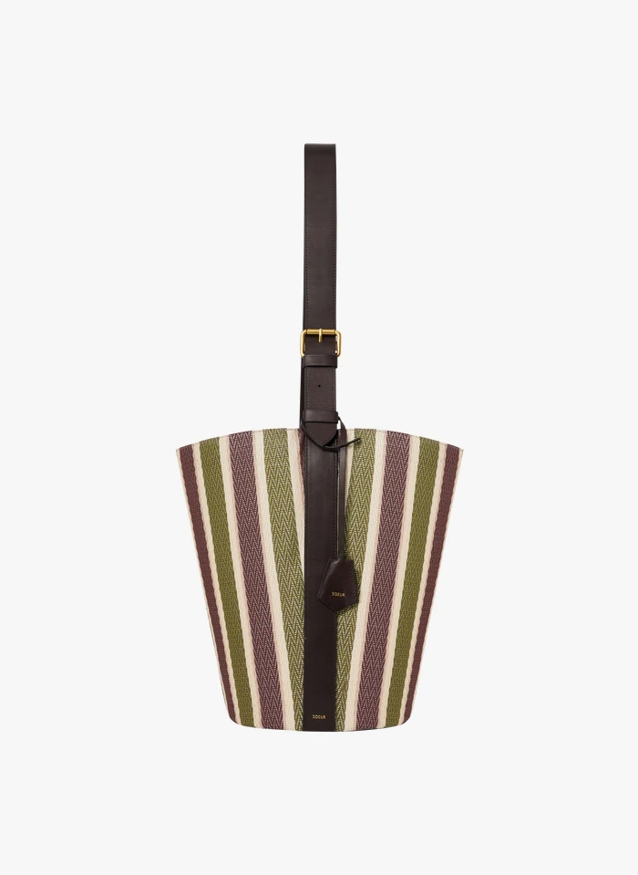 Soeur SAUL - Sac Seau Rayé En Cuir Et Toile | Multicolore 3 Soeur SAUL - Sac Seau Rayé En Cuir Et Toile | Multicolore