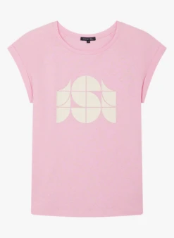 Soeur VALENTINA - Tee-shirt Col Rond Sérigraphié En Coton Mélangé | Rose -Vêtements-Soeur 3984912