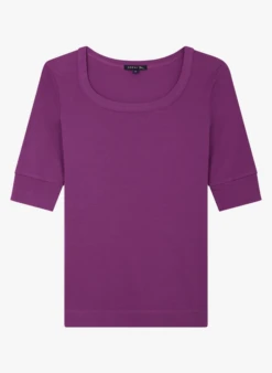 Soeur PAQUITA - Tee-shirt Col Carré En Coton | Violet -Vêtements-Soeur 3984915