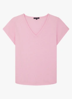 Soeur DOMINIQUE - Tee-shirt Col V En Coton Mélangé | Rose -Vêtements-Soeur 3984917