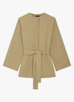 Soeur TABATA - Chemise Col Rond En Lin Lavé | Beige -Vêtements-Soeur 3985015