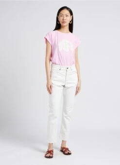 Soeur VALENTINA - Tee-shirt Col Rond Sérigraphié En Coton Mélangé | Rose -Vêtements-Soeur 4009813