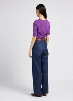 Soeur PAQUITA - Tee-shirt Col Carré En Coton | Violet -Vêtements-Soeur 4009862