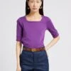 Soeur PAQUITA - Tee-shirt Col Carré En Coton | Violet -Vêtements-Soeur 4009865