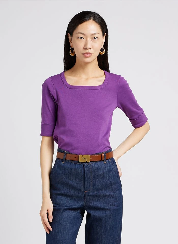 Soeur PAQUITA - Tee-shirt Col Carré En Coton | Violet
