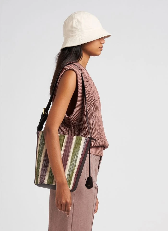 Soeur SAUL MINI - Sac Seau En Cuir Et Toile à Rayures | Multicolore 4 Soeur SAUL MINI - Sac Seau En Cuir Et Toile à Rayures | Multicolore – Image 2