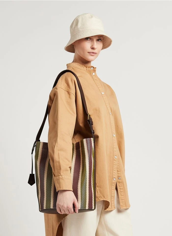 Soeur SAUL - Sac Seau Rayé En Cuir Et Toile | Multicolore 4 Soeur SAUL - Sac Seau Rayé En Cuir Et Toile | Multicolore – Image 2