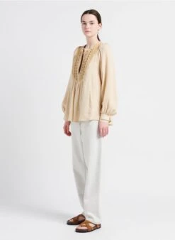 Soeur TULSA - Sandales Plates En Cuir Velours | Blanc -Vêtements-Soeur 4085328