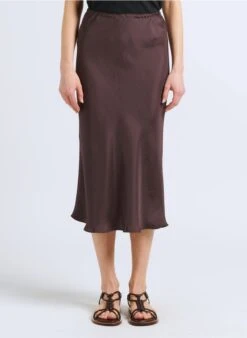 Soeur FEVER - Jupe Midi Fluide En Satin | Gris