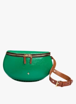 LA LILI - Pochette Banane En Cuir Verni | Vert