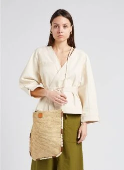 Soeur TAHO - Veste Kimono Croisée En Coton Bio | Beige
