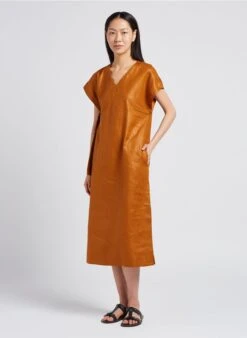 Soeur USHUAIA - Robe Midi Col V En Lin | Marron 11 Soeur USHUAIA - Robe Midi Col V En Lin | Marron -Vêtements-Soeur 4179394