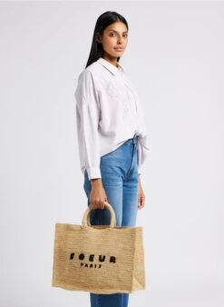 Soeur PAPAYE - Cabas En Paille Naturelle | Noir -Vêtements-Soeur 4220881