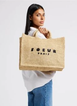 Soeur PAPAYE - Cabas En Paille Naturelle | Noir -Vêtements-Soeur 4220882