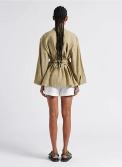 Soeur TABATA - Chemise Col Rond En Lin Lavé | Beige -Vêtements-Soeur 4267389