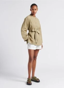 Soeur TABATA - Chemise Col Rond En Lin Lavé | Beige -Vêtements-Soeur 4267390